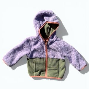 Cat & Jack Baby Lavender Sherpa Fleece Jacket Olive Green Size 12M